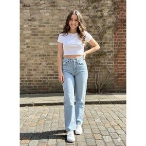 Madewell Y2k Womens Jeans Blue Size 23 Wide Leg Crop High Rise Stretch Denim